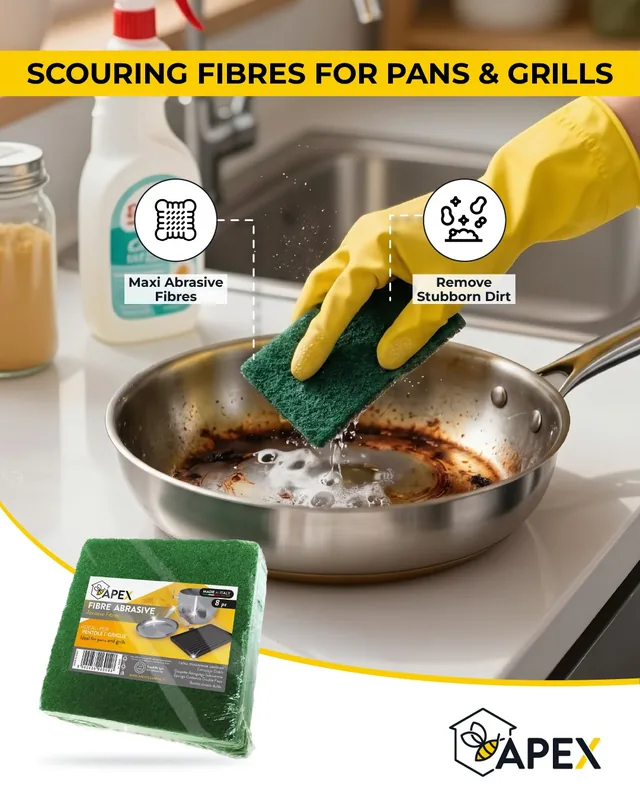 Cooking was the fun part. The scrubbing? Not so much. 😅 Let Apex Scouring Pads take on the tough mess.