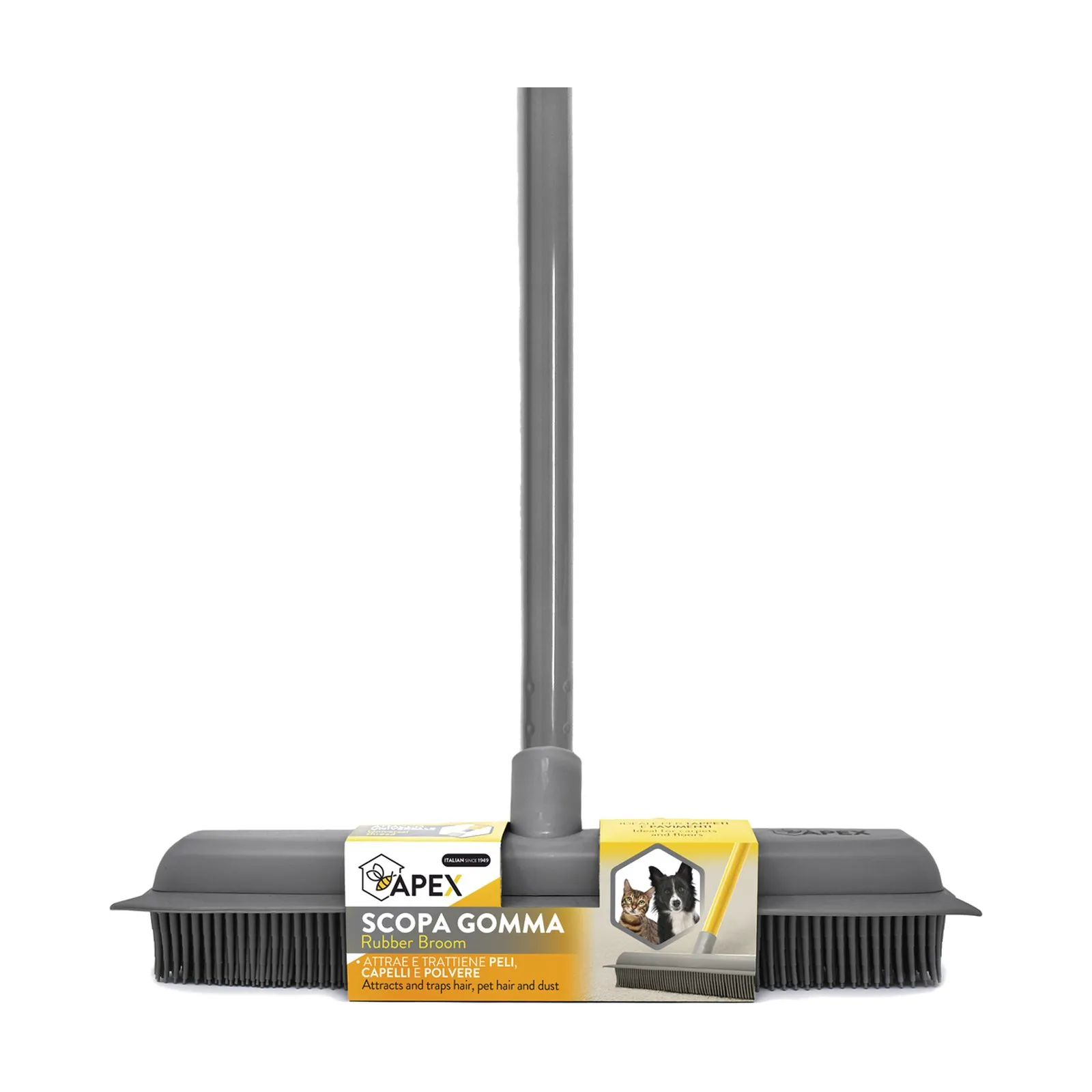 APEX Rubber Broom with 3-Piece Handle
